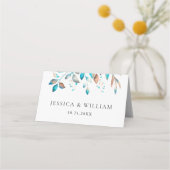 Moderne Navy Rustikale Hochzeit Platzkarte (Rückseite)