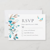 Moderne Navy Rustikale Hochzeit RSVP Karte (Vorderseite)