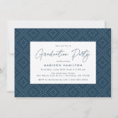 Moderne Navy Script Foto Graduation Party Einladung (Rückseite)