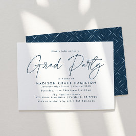 Moderne Navy-Script-Graduierungspartei Einladung