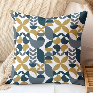 Moderne Navy-Senf abstrakte geometrische Muster Kissen