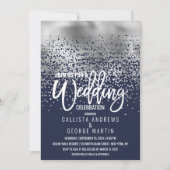 Moderne Navy Silver Foil Confetti Ombre Wedding Einladung (Vorderseite)