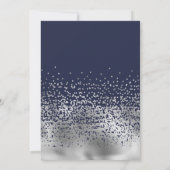 Moderne Navy Silver Foil Confetti Ombre Wedding Einladung (Rückseite)