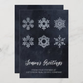 Moderne Navy Silver Snowflakes Business Feiertagskarte (Vorne/Hinten)