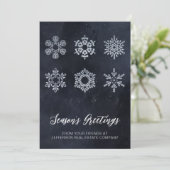 Moderne Navy Silver Snowflakes Business Feiertagskarte (Stehend Vorderseite)