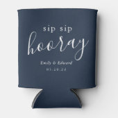 Moderne Navy Sip Hooray Gastgeschenk Hochzeit Dosenkühler (Vorderseite)