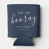 Moderne Navy Sip Hooray Gastgeschenk Hochzeit Dosenkühler (Rückseite)