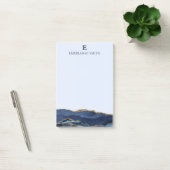 Moderne Navy Sky Blue Gold Achatmarmor Monogramm Post-it Klebezettel (Büro)