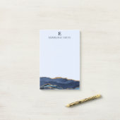 Moderne Navy Sky Blue Gold Achatmarmor Monogramm Post-it Klebezettel (Auf Schreibtisch)