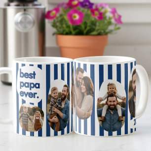 Moderne Navy-Streifen- Collage: Bester Papa Ever F Kaffeetasse