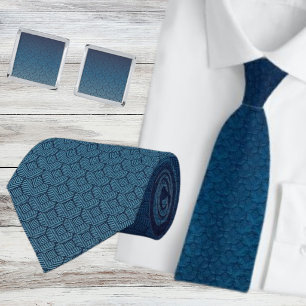 Moderne Navy-Teal-Geometric-Ombre Krawatte