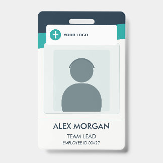 Moderne Navy-Teal-Mitarbeiter-Foto-ID-Karte Ausweis