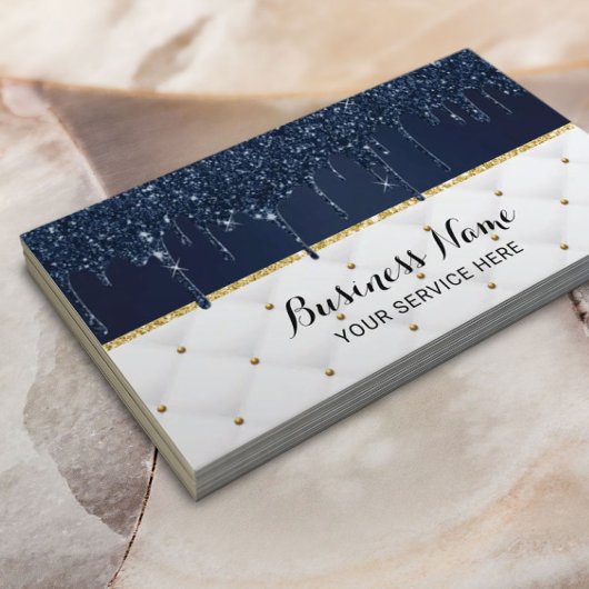 Moderne Navy Tropfen Luxus Blau & Weiß Visitenkarte