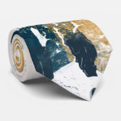 Moderne Navy- und Gold-Abstract-Bürstenstrich-Kraw Krawatte (Gerollt)