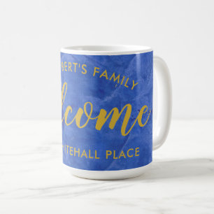 Moderne Navy- und Gold-personalisierte Name und Ad Kaffeetasse