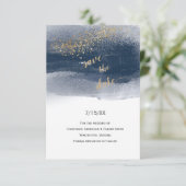Moderne Navy- und Gold-Pinselstriche Save the Date (Stehend Vorderseite)