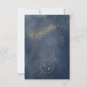 Moderne Navy- und Gold-Pinselstriche Save the Date (Rückseite)