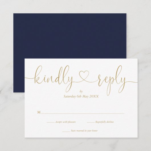 Moderne Navy und Gold Script Herzlichen Antwort (Vorne/Hinten)