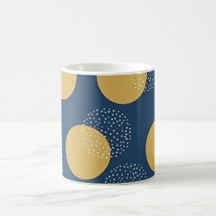 Moderne Navy und goldene Polka-Punkte Kaffeetasse