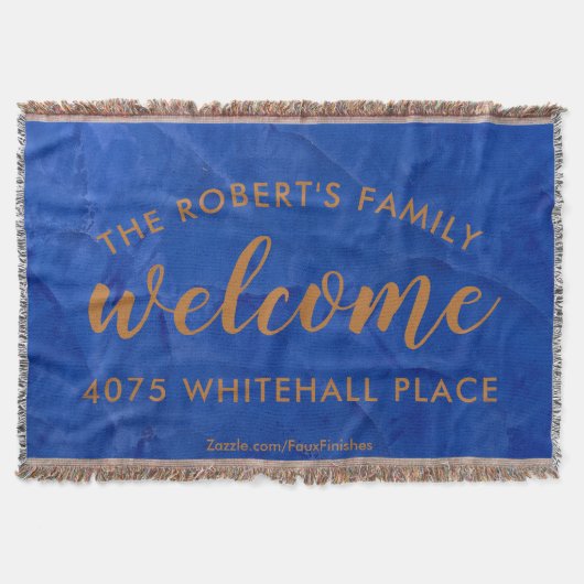 Moderne Navy und Kupfer Personalisierter Name Decke (Vorderseite)