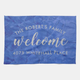 Moderne Navy und personalisierter Name in Silber Geschirrtuch