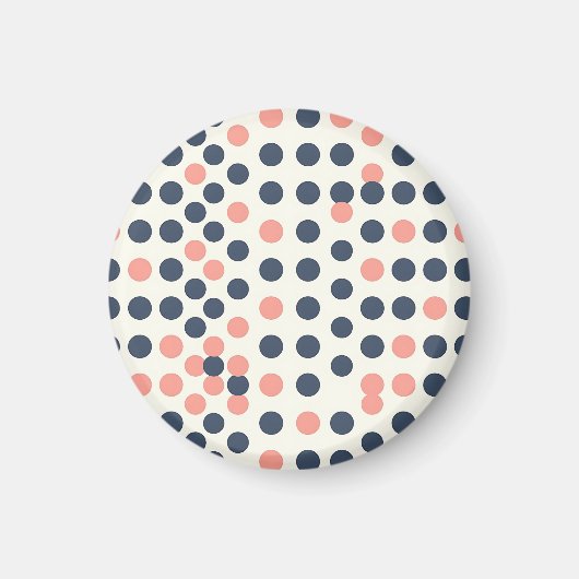 Moderne Navy- und Pfirsich-Geometric-Polka-Punkte  Magnet (Vorne)