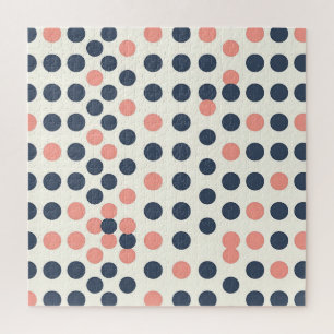 Moderne Navy- und Pfirsich-Geometric-Polka-Punkte Puzzle