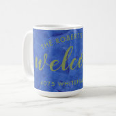 Moderne Navy- und Sage-Personalized Name-Adresse Kaffeetasse (Vorderseite Links)
