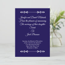 Moderne Navy- und weiße Hochzeitseinladung