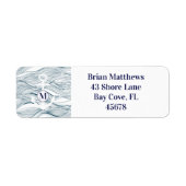 Moderne Navy und White Naugram Monogram Address (Vorne)
