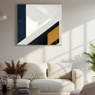 Moderne Navy-Weiß-Gold-Geometrie-Schicht Poster