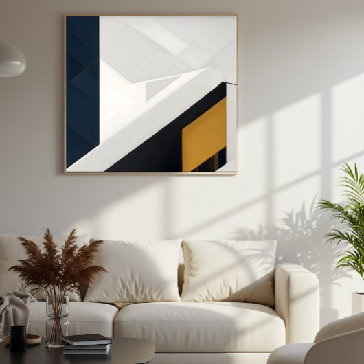 Moderne Navy-Weiß-Gold-Geometrie-Schicht Poster