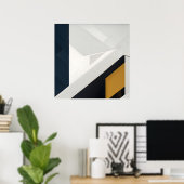 Moderne Navy-Weiß-Gold-Geometrie-Schicht Poster (Heimbüro)