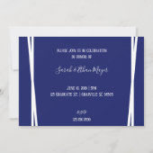 Moderne Navy & White Abschluss Foto Einladungen (Rückseite)