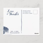 Moderne Navy White Wedding Vielen Dank Foto Postca Postkarte (Rückseite)