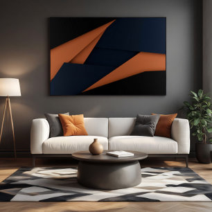 Moderne Navyblau und Kupfergeometrie Leinwanddruck
