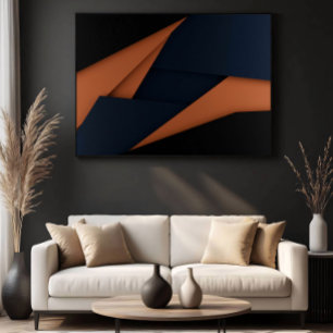 Moderne Navyblau und Kupfergeometrie Poster