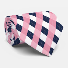 Moderne Navyblau und Rosa Argyle Muster Krawatte