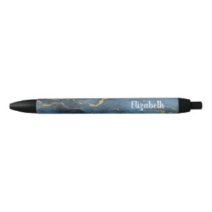Moderne Navyblaue Gold-Achat-Geoden-Stift Kugelschreiber