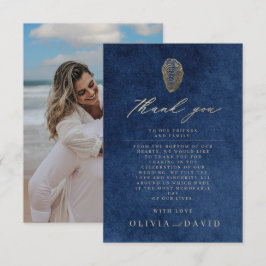 Moderne Navyblaue Nautische Hochzeit  Dankeskarte