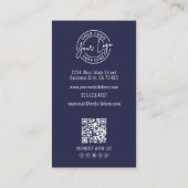 Moderne Navyblaue professionelle QR-Code-Foto-Logo Visitenkarte (Rückseite)