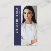 Moderne Navyblaue professionelle QR-Code-Foto-Logo Visitenkarte (Vorderseite)