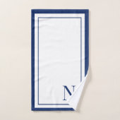 Moderne navyblaue weiße Monogramm-Initiale Badhandtuch Set (Handtuch)