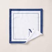 Moderne navyblaue weiße Monogramm-Initiale Badhandtuch Set (Waschlappen)