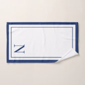 Moderne navyblaue weiße Monogramm-Initiale Badhandtuch Set (Handtuch)
