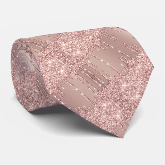 Moderne Neck-Bindung mit Rose-Gold-Blush-Glitzer-T Krawatte (Gerollt)