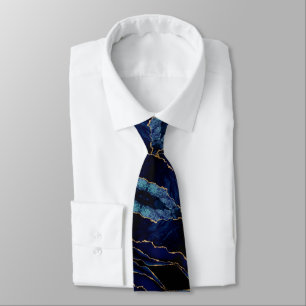Moderne Neck Tie Agate Navy Blue Gold Marmor Krawatte