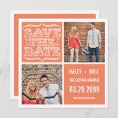 Moderne Nectarine Orange Save the Date Foto Cards Einladung (Vorne/Hinten)