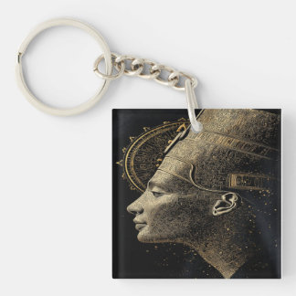 Moderne Nefertiti Luxus Schwarz und Gold King Tut Schlüsselanhänger