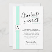 Moderne Neo Mint Green Monogram Wedding Einladung (Vorderseite)